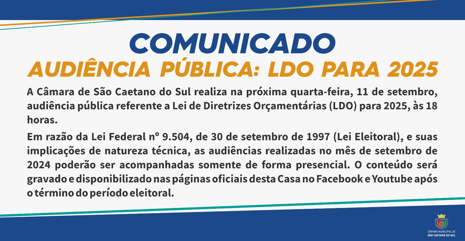 Comunicado - Audiência Pública - LDO para 2025